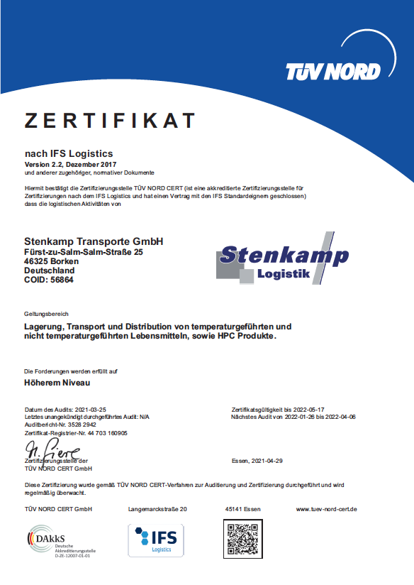 Zertifikat Stenkamp Borken